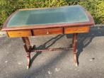 Bureau met 3 laden en groen leren blad, Ophalen of Verzenden, Gebruikt, Bureau