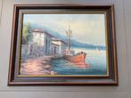 schilderij - F. Lambert - stilleven aan het water, Ophalen of Verzenden