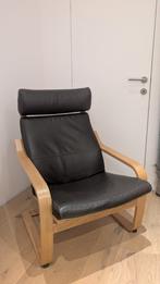 Ikea Poang cuir brun + repose-pied, Maison & Meubles, Fauteuils, Enlèvement, Comme neuf, Cuir