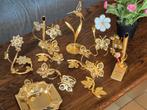 Prachtige goudplated vlinder, bloem en kolibrie decoratie, Ophalen of Verzenden, Zo goed als nieuw
