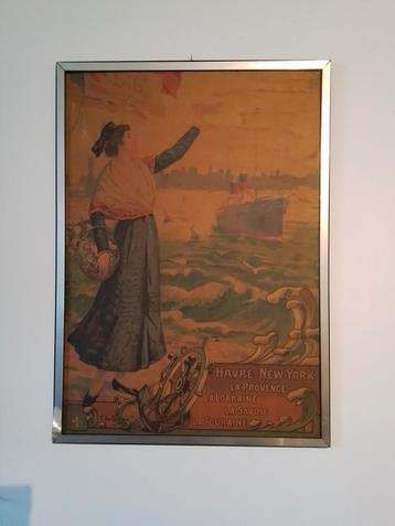 OUDE STEAM OCEAN LINER ADVERTENTIE POSTER OP PANEEL  beschikbaar voor biedingen