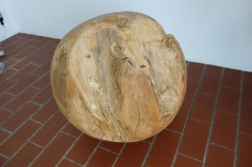 RARE : BOULE DECORATIVE EN TECK DIAMETRE 55CM