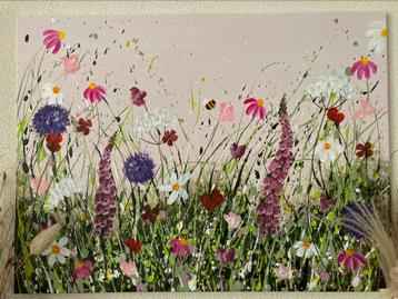Handbeschilderd Schilderij Flower Garden ByJ&S🐝 beschikbaar voor biedingen
