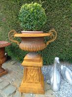vasque jardinière large avec anses en fonte pat rouillé ..., Jardin & Terrasse, Moins de 30 cm, Rond, Intérieur, Enlèvement ou Envoi