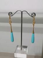 Boucles d'oreilles en argent doré turquoise naturel, Bijoux, Sacs & Beauté, Boucles d'oreilles, Neuf, Enlèvement ou Envoi, Avec pierre précieuse