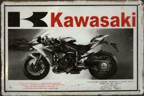 Metalen rusty-old vintage look wandplaat Kawasaki Ninja H2, Verzamelen, Merken en Reclamevoorwerpen, Nieuw, Reclamebord, Ophalen of Verzenden