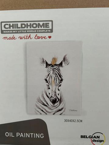 Olie schilderijen kinderkamer zebra giraffe en oliefant