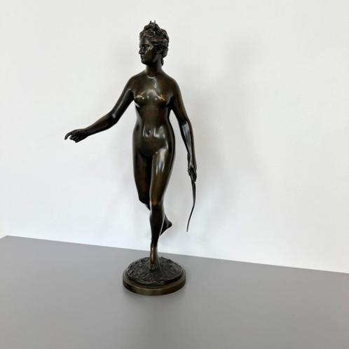 Sculpture Bronze - Diane Chasseresse Houdon 19ème, Antiek en Kunst, Antiek | Brons en Koper, Brons, Ophalen of Verzenden