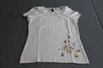 witte t-shirt met gouden bloemetjes maat 152, Kinderen en Baby's, Kinderkleding | Maat 152, Ophalen of Verzenden, Zo goed als nieuw