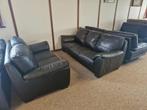 ZWARTE LEDEREN SALON 3 EN 2 ZIT, Maison & Meubles, Chaises, Enlèvement, Utilisé, Cuir