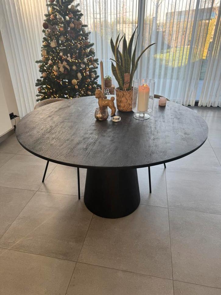 Table à manger 130cm - Aron noir - Bois de manguier, Maison & Meubles, Tables | Tables de salon, Comme neuf, Enlèvement