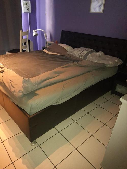 Zwart bed 180200 met lattenbodem matrasxen 1 nachtkastje, Huis en Inrichting, Slaapkamer | Bedden, Gebruikt, Tweepersoons, 180 cm