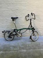 Brompton vouwfiets 6 versn groen met voortas, Ophalen, Gebruikt, Brompton, 16 tot 18 inch