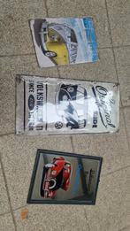 Lot déco Vintage VW : 2 plaques métal + 1 miroir Beetle, Enlèvement, Comme neuf