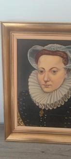 Portret Een elegante jongedame een oud middeleeuws kostuum, Antiek en Kunst, Ophalen of Verzenden
