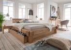 Massief wildeiken balken bed QUINO met bedlades, Huis en Inrichting, Slaapkamer | Bedden, Verzenden, Landelijk, 200 cm, Hout