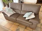 Lederen salon - twee en driezit, inclusief kussens, Huis en Inrichting, Ophalen, Leer, Zo goed als nieuw, Rechte bank