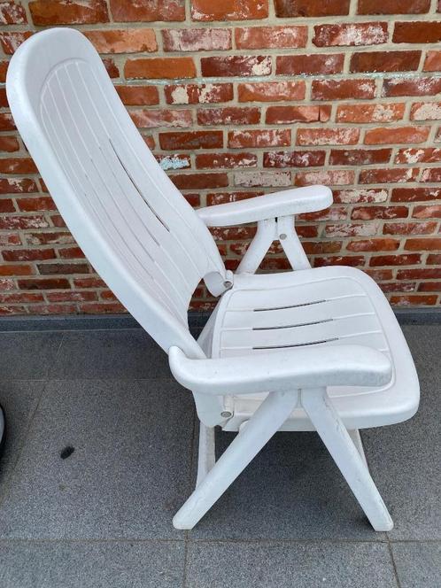 Terraszetels 2x, Tuin en Terras, Tuinstoelen, Gebruikt, Kunststof, Inklapbaar, Stapelbaar, Verstelbaar, Ophalen