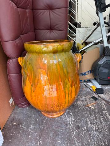 Grand pot en terre cuite vernissée – jarre provençale à ans beschikbaar voor biedingen
