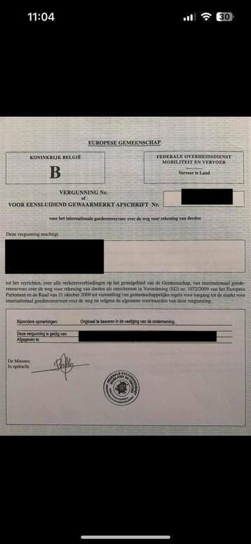 Vervoersvergunning, Chauffeursdiensten