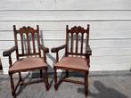 2 houten stoelen met armleuning, Antiquités & Art, Antiquités | Meubles | Chaises & Canapés, Enlèvement