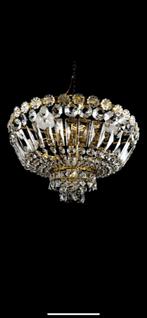 Lamp – Messing, Kristal – Europa – 1970-1980, Antiek en Kunst, Antiek | Verlichting, Ophalen