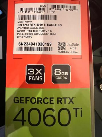 NVIDIA RTX 4060TI, Neuf, GDDR6, PCI-Express 4, Enlèvement