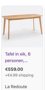 Eettafel massief eik 6 pers La Redoute interieur, Ophalen, Eikenhout, Nieuw, Scandinavisch