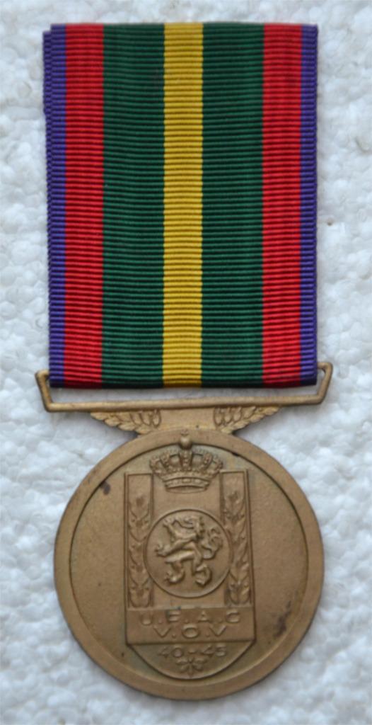 Medaille, Kon Ver Oudstrijders Verbroedering BRONS med 40-45, Verzamelen, Militaria | Algemeen, Landmacht, Lintje, Medaille of Wings