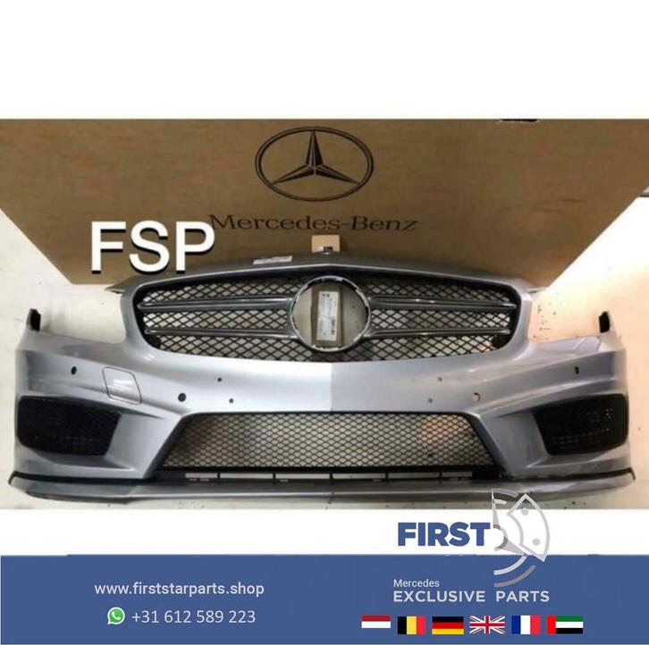 W176 AMG BUMPER ZILVERGRIJS Mercedes A Klasse COMPLETE VOORB, Auto-onderdelen, Carrosserie, Bumper, Mercedes-Benz, Voor, Gebruikt