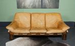 Canapé 3 places en cuir vintage brutaliste des années 1960, Enlèvement ou Envoi, Vintage, Utilisé, Cuir