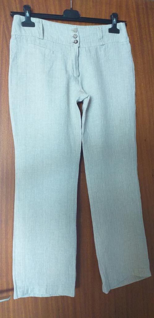 Lola & Liza linnen broek 38, Kleding | Dames, Broeken en Pantalons, Gedragen, Beige, Ophalen of Verzenden