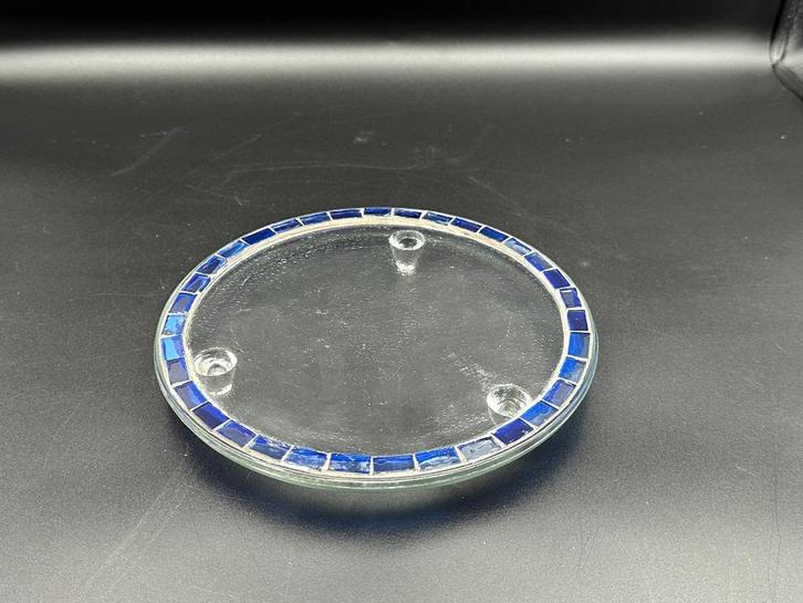 Mozaïek Kaarshouder Plate – Blauw Mozaïek Glas, Huis en Inrichting, Woonaccessoires | Kandelaars en Kaarsen, Gebruikt, Kandelaar