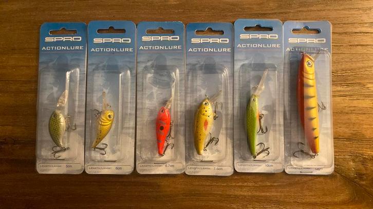 6 Nieuwe pluggen van SPRO van 5 tot 12 centimeter., Watersport en Boten, Hengelsport | Roofvissen, Nieuw, Haak, Ophalen of Verzenden