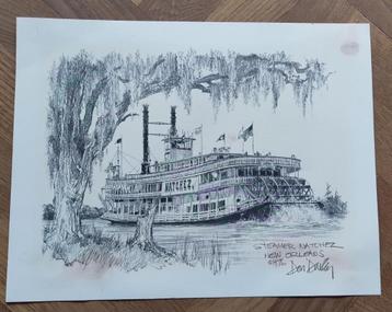 Vintage print potloodschets van Don Davey 1976 Gesigneerd beschikbaar voor biedingen