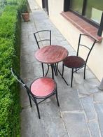 Bijzet tafel  met 3 stoelen / sidetable / tuintafel, Huis en Inrichting, Tafels | Bijzettafels, Ophalen, Zo goed als nieuw, Rond