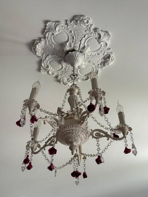 Lampe suspendue de style baroque avec roses, Maison & Meubles, Lampes | Suspensions, Utilisé, 50 à 75 cm, Métal, Autres matériaux