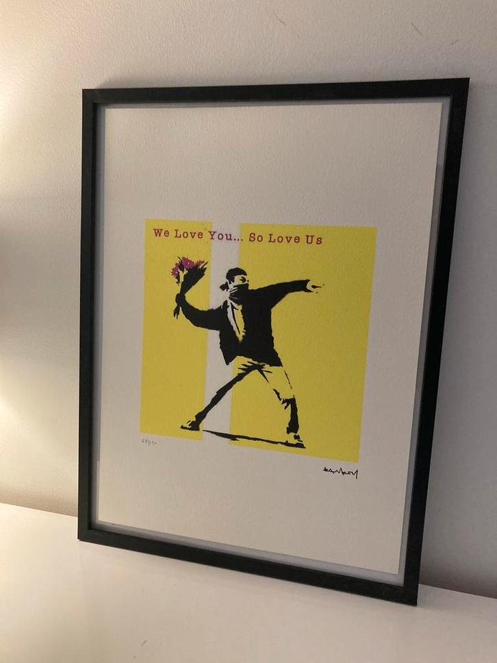 BANKSY: ingelijste en genummerde lithografie met certificaat, Antiek en Kunst, Kunst | Litho's en Zeefdrukken