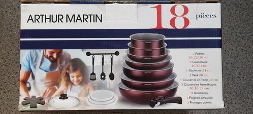 Batterie de casserole neuf  Arthur Martin 18 pièces, Huis en Inrichting, Keuken | Potten en Pannen, Nieuw, Pannenset, Aluminium