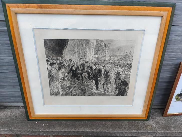 Gravure épreuve d artiste signe Gustave flasschoen, Antiek en Kunst, Kunst | Etsen en Gravures, Ophalen of Verzenden