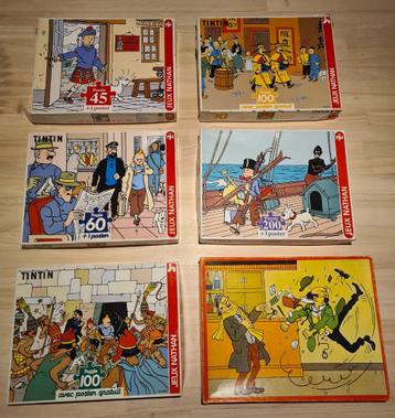 6 puzzles Tintin (Nathan - Wavery Productions/Hergé) beschikbaar voor biedingen