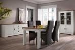 Eetkamerset: Eettafel, dressoir en vitrine, Ophalen, Zo goed als nieuw, 4 tot 6 stoelen