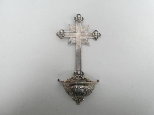 Antiek zilveren kruiswijwatervat, Antiek en Kunst, Antiek | Religieuze voorwerpen, Verzenden