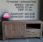 Landelijk TV-meubel in driftwood (Plaats een bod!), Huis en Inrichting, Kasten |Televisiemeubels, Ophalen, 100 tot 150 cm, Zo goed als nieuw