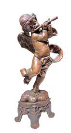 Antieke cherubijn kandelaar, Ophalen of Verzenden