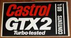 Vintage sticker Castrol GTX2 Turbo-tested retro autocollant, Verzamelen, Auto of Motor, Ophalen of Verzenden, Zo goed als nieuw