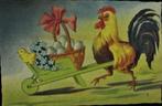 FANTASIE- PASEN- HAAN MET KRUIWAGEN, Verzamelen, Ophalen of Verzenden, Ongelopen, Feest(dag)