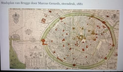 Oude kaart van Brugge van Marcus Gerardus 1562, Antiquités & Art, Curiosités & Brocante, Enlèvement ou Envoi