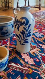 Ensemble de 6 pots et cruche en grès gris et bleu Cobalt, Antiquités & Art, Enlèvement