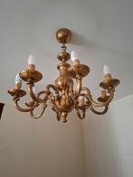 Koperen luster 8 armen, Huis en Inrichting, Lampen | Kroonluchters, Ophalen, Gebruikt